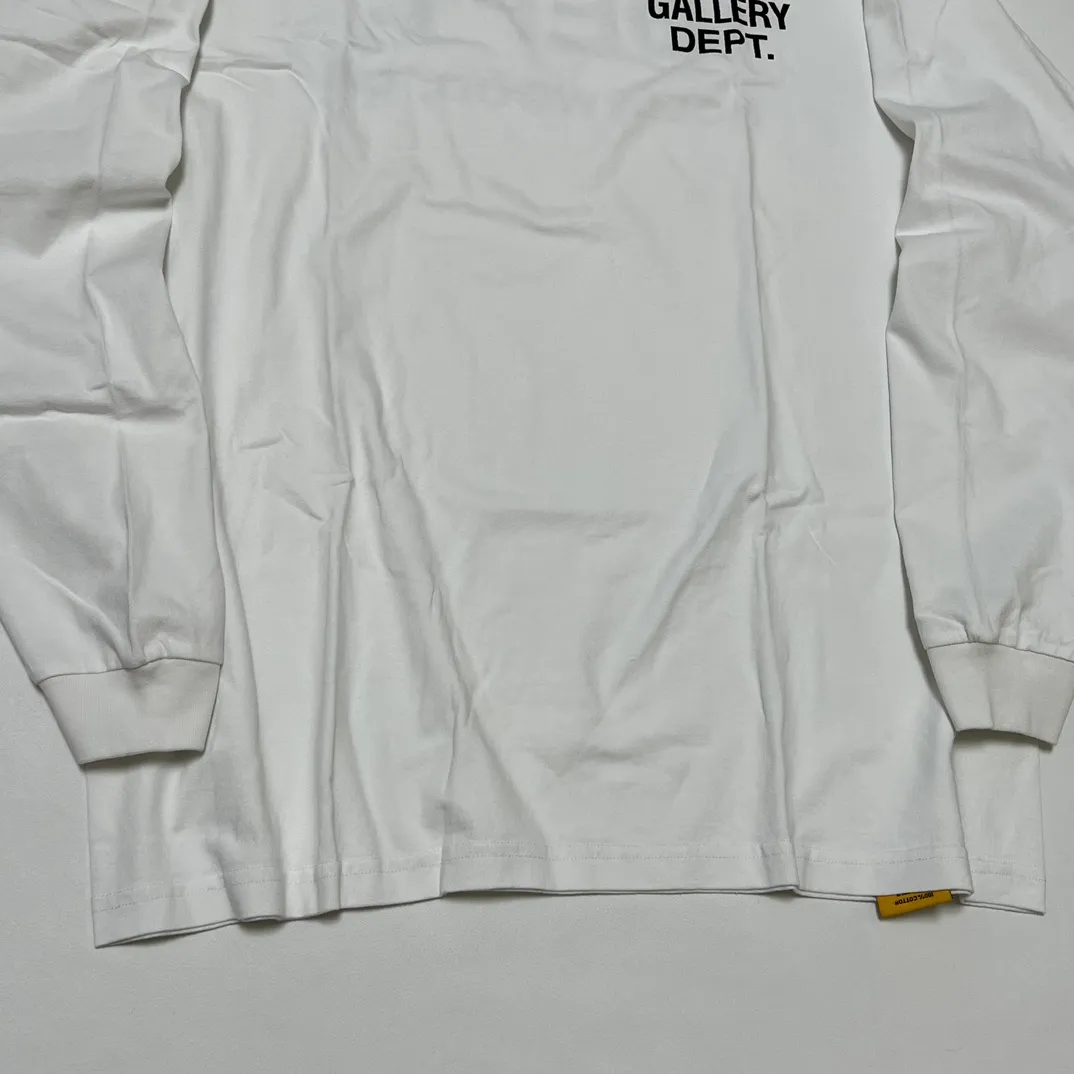 GALLERY DEPT. SOUVENIR L/S TEE English LOGO Basic Long Sleeve White S-XL Genuine Uniform Cylindrical No Side Seam Linen Cotton Fabric Garment Wash Preshrunk Correct Fit Correct Accessories